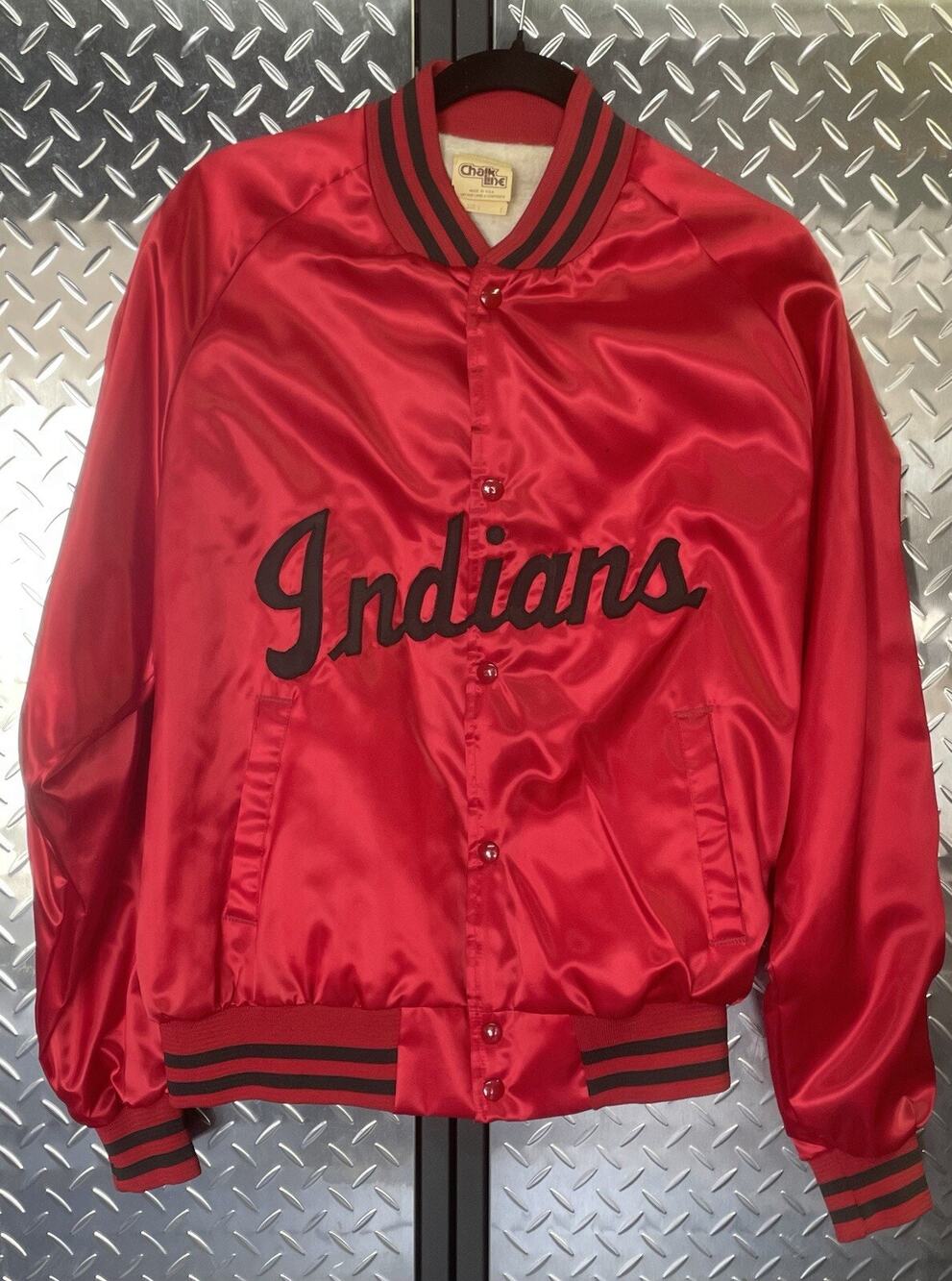 Vintage Chalk Line Omaha Indians Satin Jacket Men's L Red USA Made